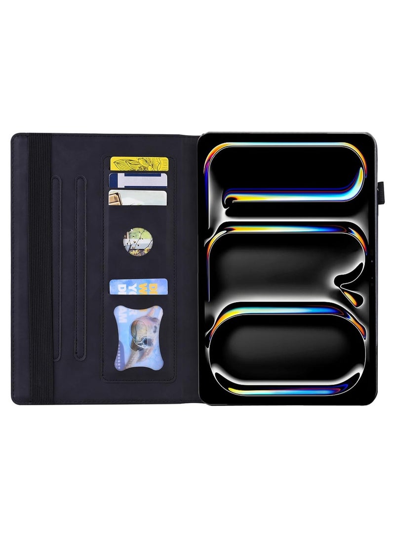 عام حافظة متوافقة مع آيباد برو 11 (2024) ، غلاف فوليو ريترو من جلد البولي يوريثان لباد برو (11 بوصة ، الجيل 5) مع حامل بطاقة وحامل متعدد الزوايا - Image 3