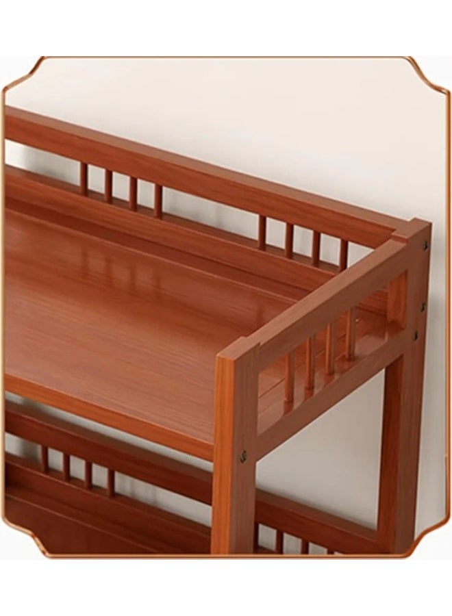 لينجوي رف كتب من الخيزران مع درج، منظم رفوف تخزين من الخيزران، رف عرض قائم بذاته للكتب - Image 4