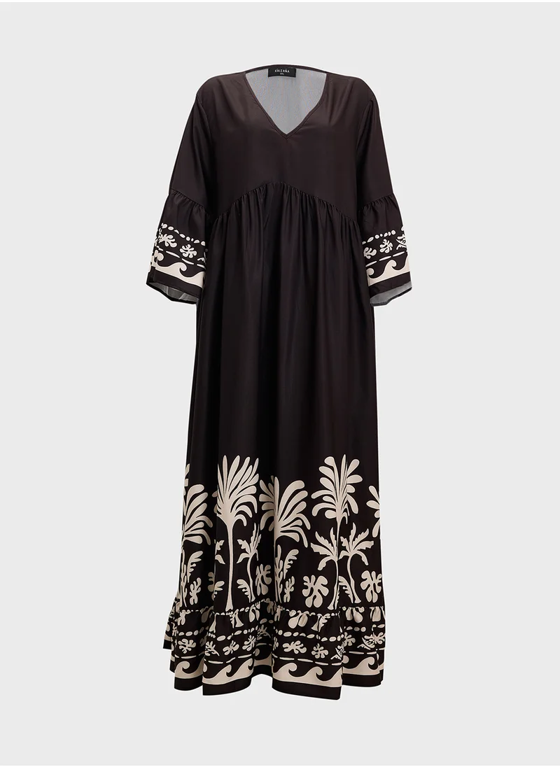 خزانة Plus Size Border Print Dress