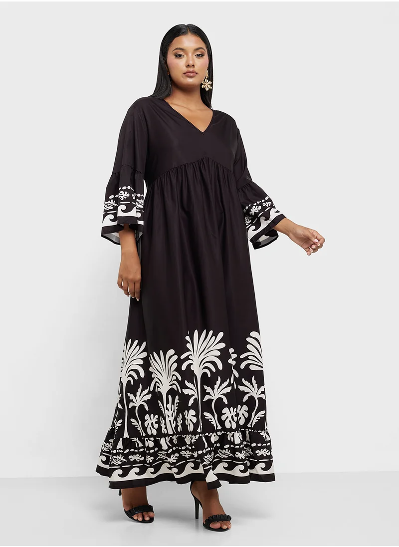 Khizana Floral Print Maxi Dress