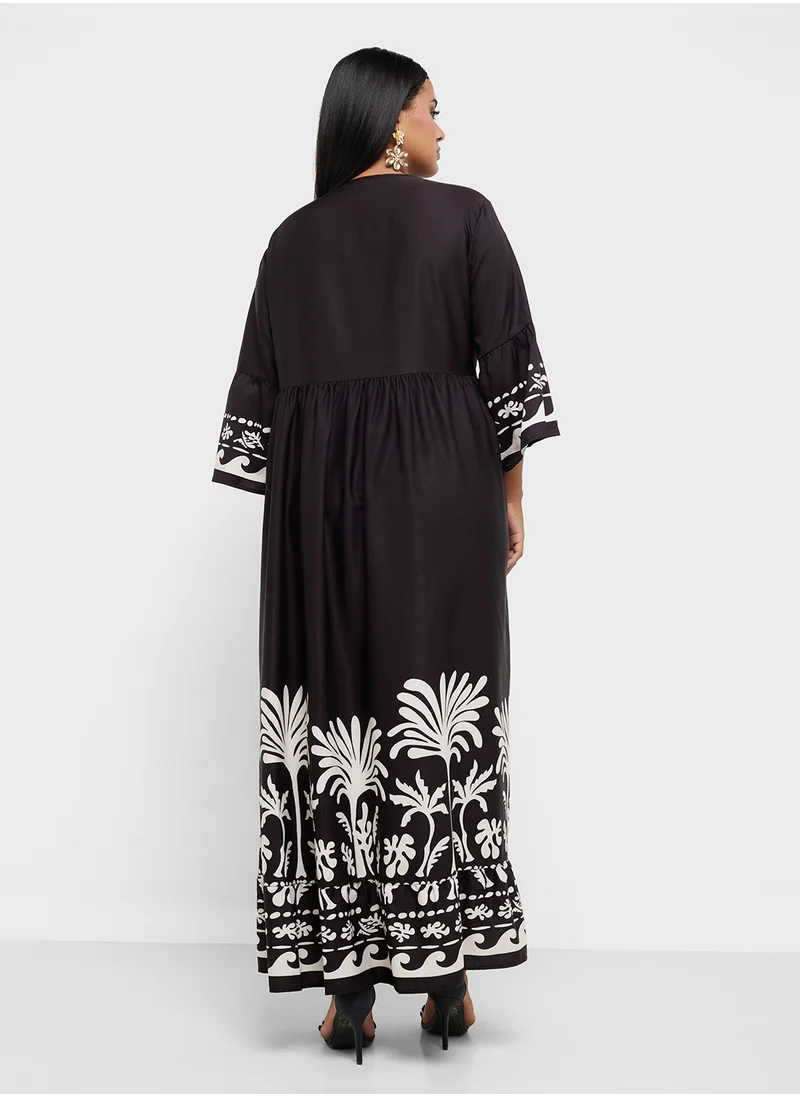 Khizana Floral Print Maxi Dress