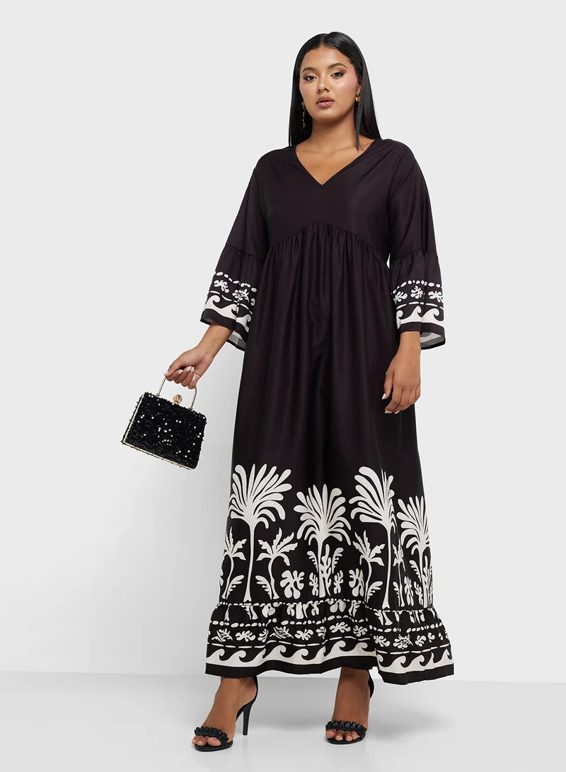 Khizana Floral Print Maxi Dress