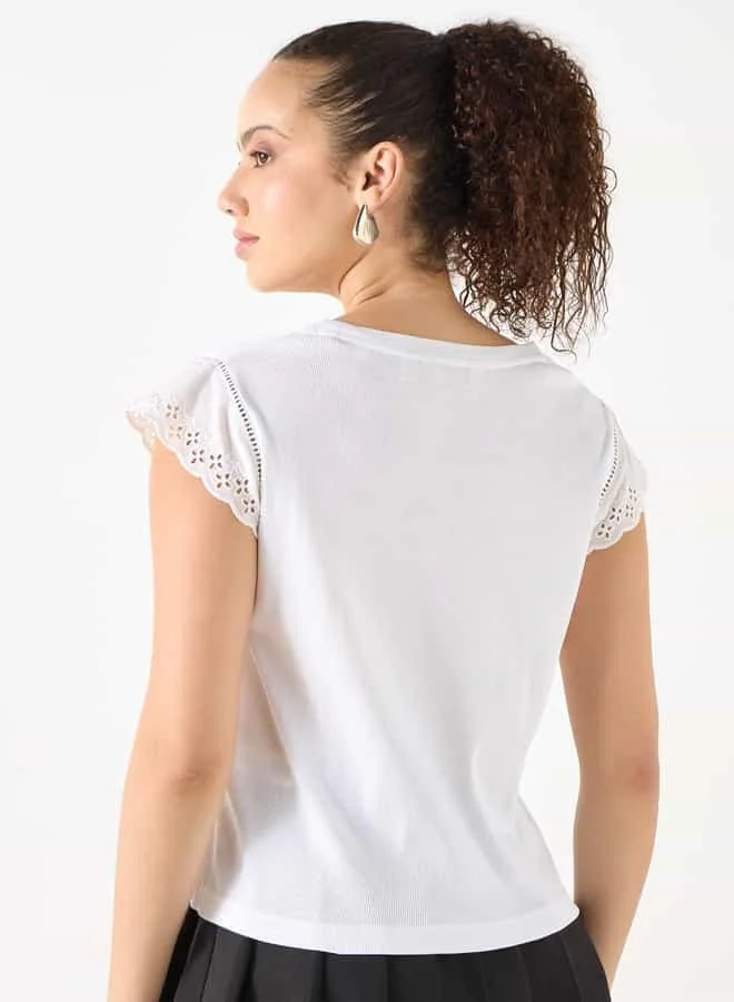 Lee Cooper Lee Cooper Ribbed T-shirt with Cap Sleeves