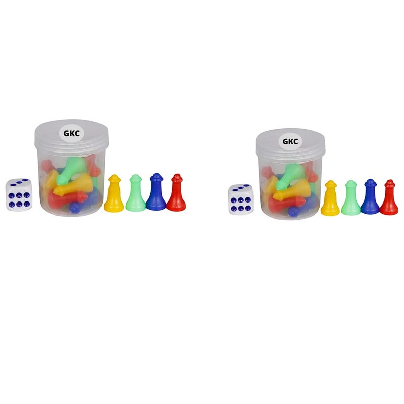 GKC (Pack Of 2) Ludo Dice And Goti With Dice Shaker (Multicolor), Kid - Image 1
