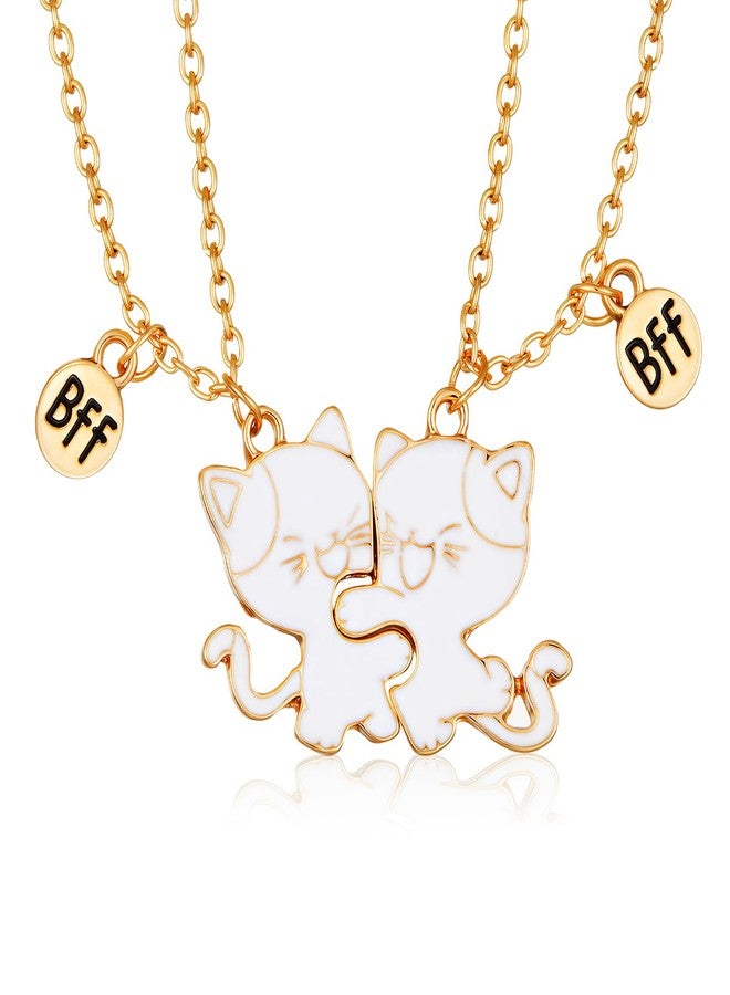HANRESHE Cat Friendship Necklaces Cute Cat Bff Necklace For 2 Chic Best Friend Necklaces Cats Fashion Couples Cats Bff Necklace Jewelry Gift - Image 1