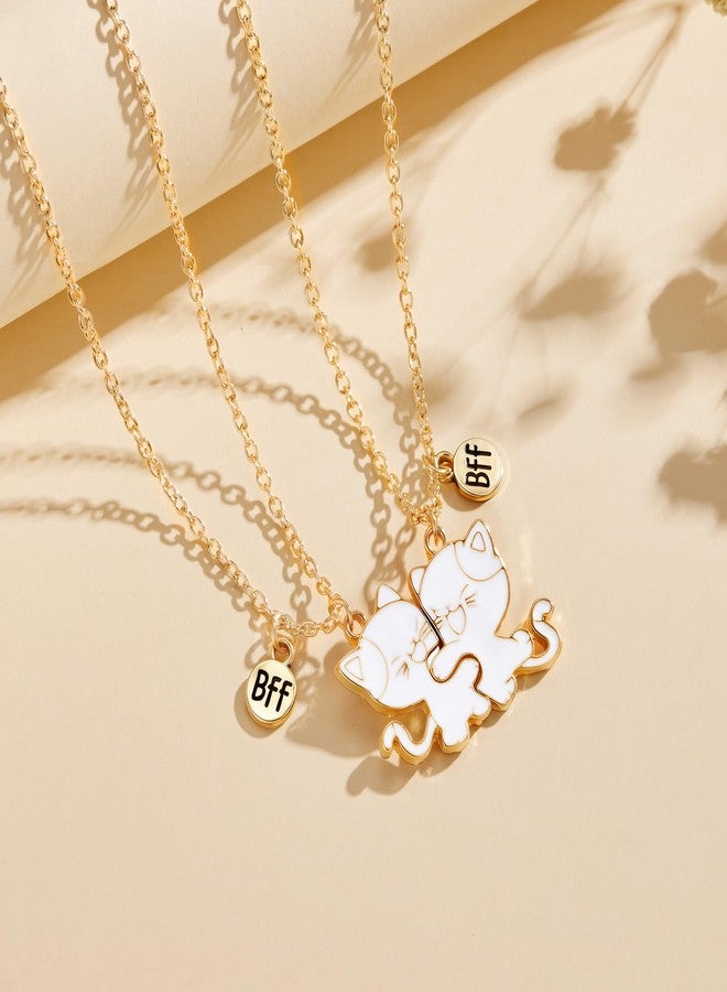 HANRESHE Cat Friendship Necklaces Cute Cat Bff Necklace For 2 Chic Best Friend Necklaces Cats Fashion Couples Cats Bff Necklace Jewelry Gift - Image 5