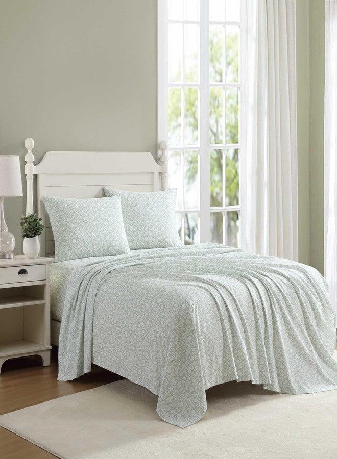 Laura Ashley - Sheets, Cotton Percale Bedding Set, Lightweight & Breathable Room Essentials (Heirloom Ditzy Green, Queen) - Image 2
