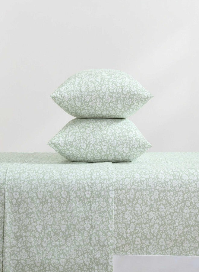 Laura Ashley - Sheets, Cotton Percale Bedding Set, Lightweight & Breathable Room Essentials (Heirloom Ditzy Green, Queen) - Image 3
