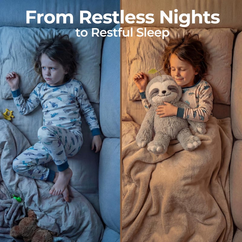 Mewaii 4 Lbs Weighted Stuffed Animals with Heating Pad- Heavy Belly & Limbs, 15" Sloth Heated Plush for a Realistic Hug, Super Soft Fluffy Plush Toy for Kids - Image 4