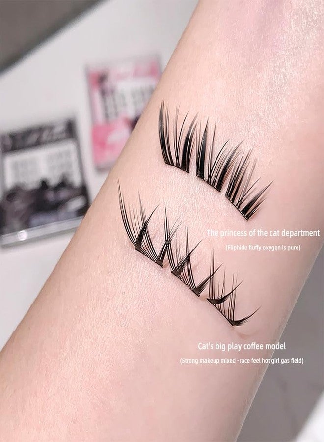 Gege Bear Cat Tie Glue Free Princess False Eyelashes | Kawaii Eye Makeup | Soft Lightweight Design | No-Mess Application | Reusable Wear | Soft Natural & Bold Dramatic Styles | Princess & Coffee Model Shades | Comfortable Long Wear | Perfect Eyelash For Teen Girls Women (01#The Princess of the Cat Department, 48Pcs) - Image 2