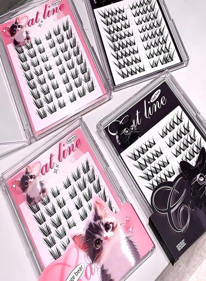 Gege Bear Cat Tie Glue Free Princess False Eyelashes | Kawaii Eye Makeup | Soft Lightweight Design | No-Mess Application | Reusable Wear | Soft Natural & Bold Dramatic Styles | Princess & Coffee Model Shades | Comfortable Long Wear | Perfect Eyelash For Teen Girls Women (01#The Princess of the Cat Department, 48Pcs) - Image 1