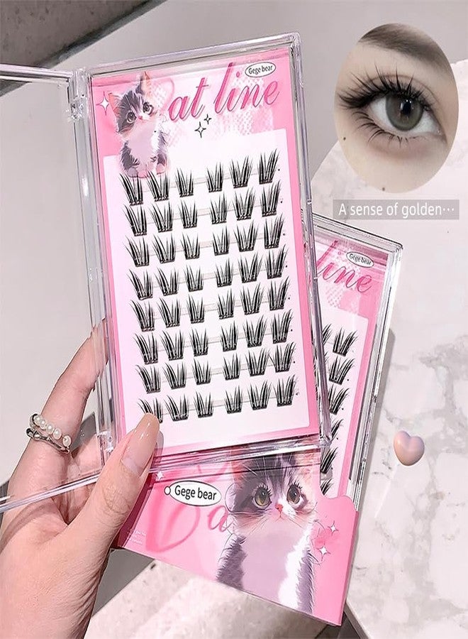 Gege Bear Cat Tie Glue Free Princess False Eyelashes | Kawaii Eye Makeup | Soft Lightweight Design | No-Mess Application | Reusable Wear | Soft Natural & Bold Dramatic Styles | Princess & Coffee Model Shades | Comfortable Long Wear | Perfect Eyelash For Teen Girls Women (01#The Princess of the Cat Department, 48Pcs) - Image 4