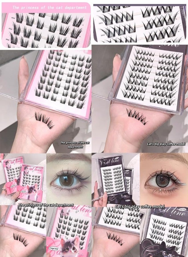 Gege Bear Cat Tie Glue Free Princess False Eyelashes | Kawaii Eye Makeup | Soft Lightweight Design | No-Mess Application | Reusable Wear | Soft Natural & Bold Dramatic Styles | Princess & Coffee Model Shades | Comfortable Long Wear | Perfect Eyelash For Teen Girls Women (01#The Princess of the Cat Department, 48Pcs) - Image 3