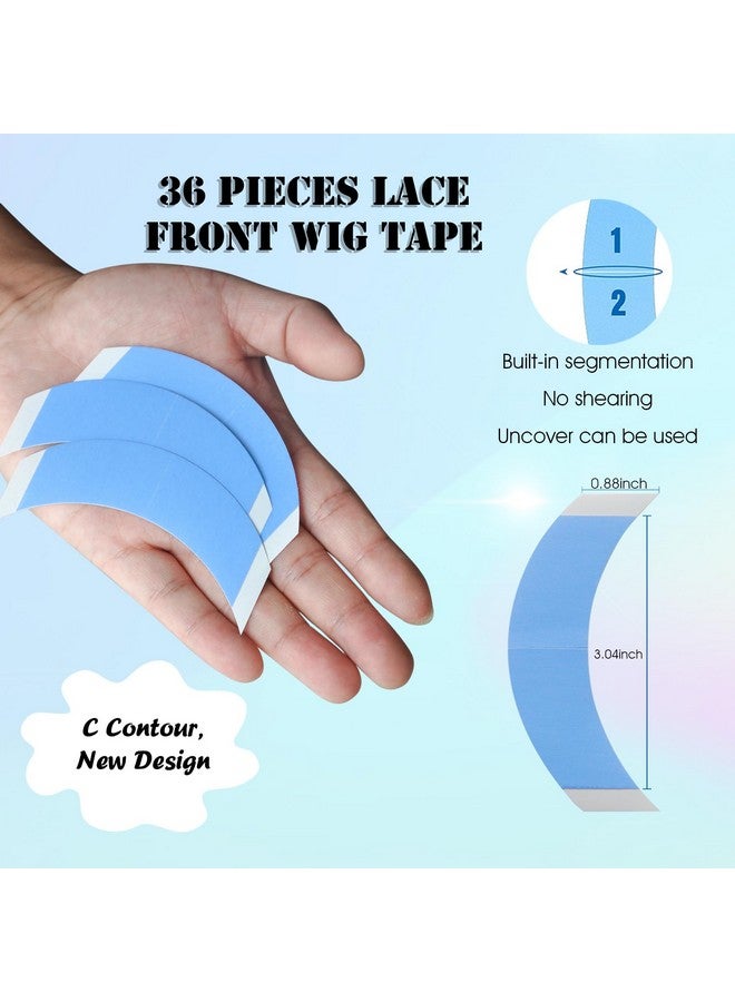 coloryoung 36 Pieces Wig Tape For Lace Wigs Clear Waterproof Double Sided Wig Tape Strips For Toupee Lace Front Wig (C Contour) - Image 2