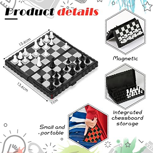 Charniol Magnetic Travel Chess Set Mini Fun Checkers with Portable Folding Chess Board Educational Toys for Family Board Games Christmas Party Favors Gifts 2 Pcs - Image 5
