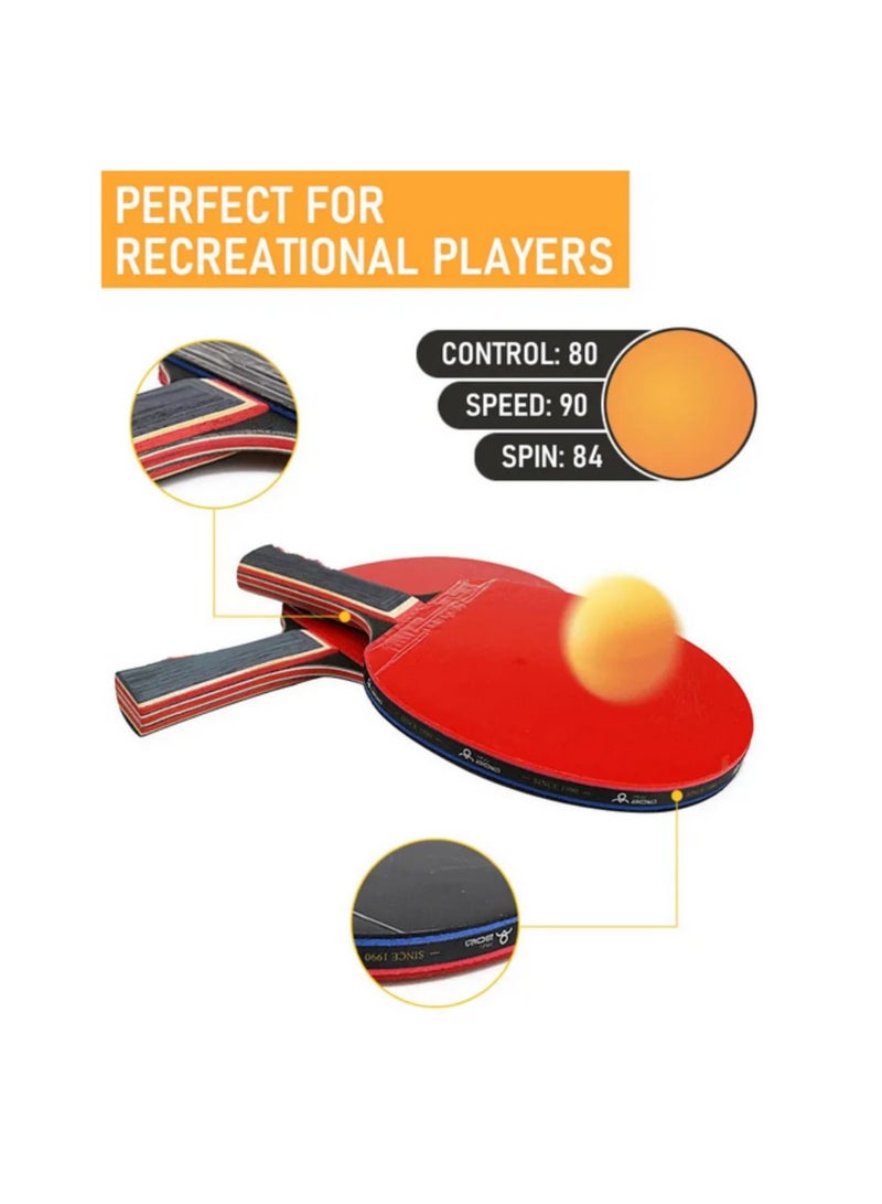 Training Table Tennis Racket Set with 2 Ping Pong Rackets 6 Pingpong Balls 1 Retractable Net & 1 Carrying Case for Indoor/Outdoor Games - Image 3