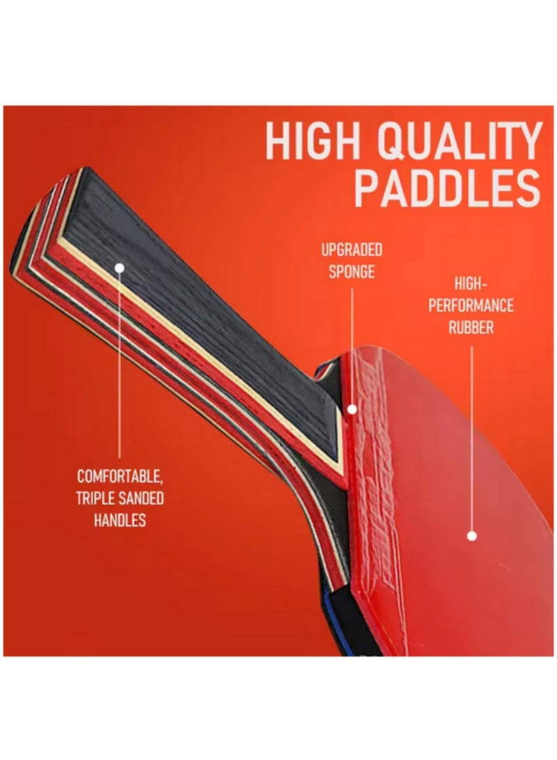 Training Table Tennis Racket Set with 2 Ping Pong Rackets 6 Pingpong Balls 1 Retractable Net & 1 Carrying Case for Indoor/Outdoor Games - Image 4
