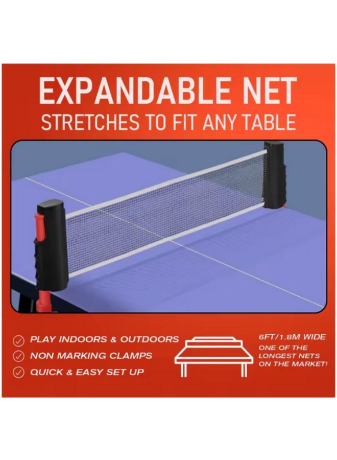 Training Table Tennis Racket Set with 2 Ping Pong Rackets 6 Pingpong Balls 1 Retractable Net & 1 Carrying Case for Indoor/Outdoor Games - Image 5
