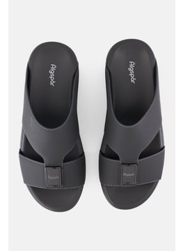 Algspar Men 2 Strap Slip On Arabic Sandals, Grey  - Image 3