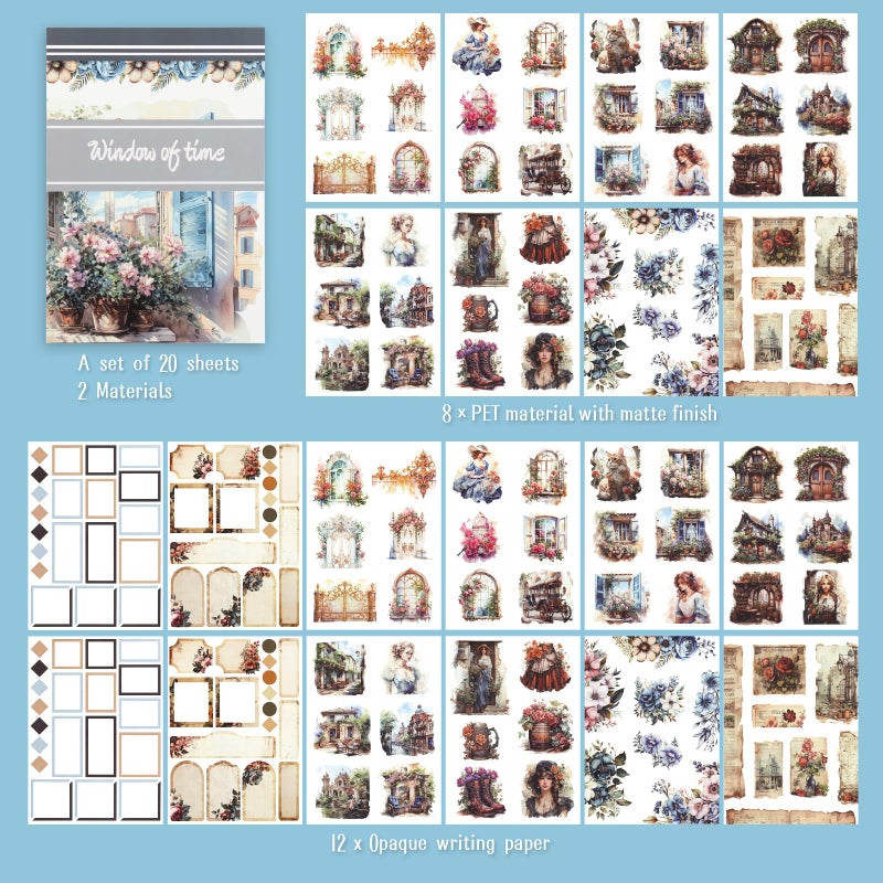 Dizdkizd Bullet Journal Stickers, Vintage Aesthetic Decorative Decals, Die Cut PET and Paper Sticker Book for Journaling, Collage, Card Making, Gift, Scrapbooking Kit - Image 2