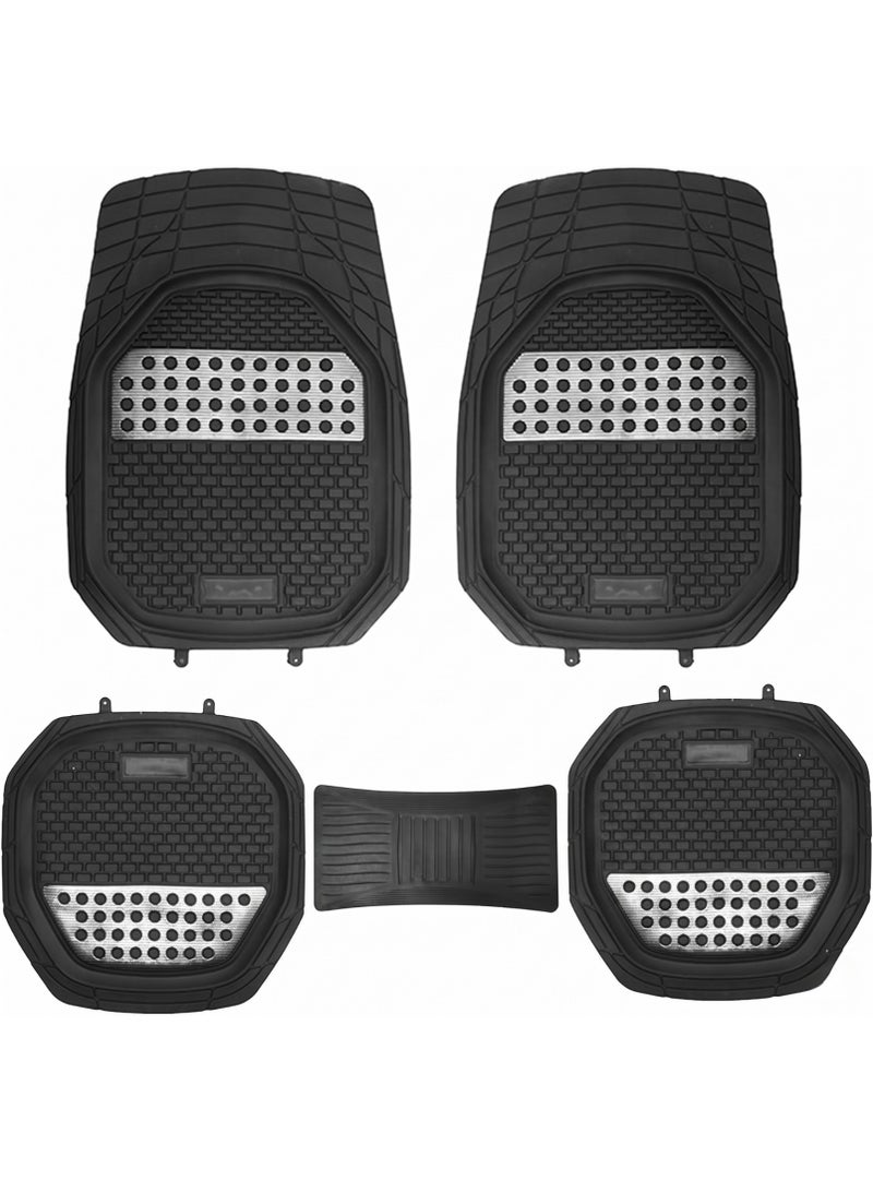 HZ Universal Heavy Duty Rubber Car Floor Mats, Black, All Weather Protection, Trim-to-Fit Design, 5 Piece Set for Cars, SUVs, and Trucks, car mat, car floor mat, car accessories - Image 1