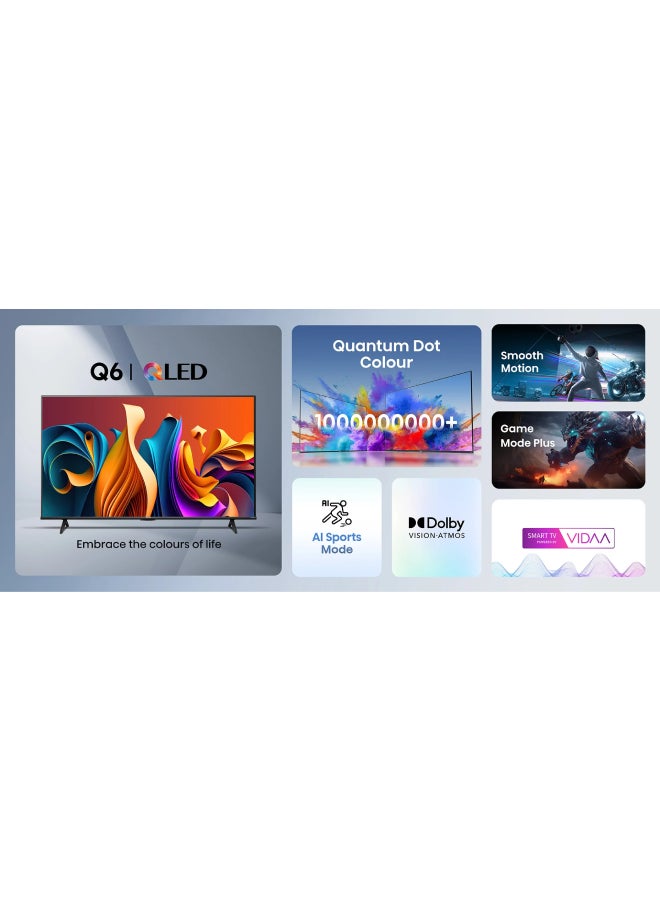 Hisense 75 Inch 4K QLED Smart TV | Quantum Dot Colour | VIDAA Sysytem | 120 HZ | Dolby Atmos | Smooth Motion | AI Picture | Voice Control | Smart Home Ready | (2024 Model) - 75Q6N Black - Image 4