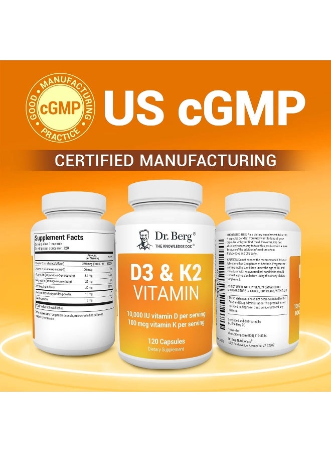 Dr. Berg Nutritionals Dr. Berg's Nutritionals D3 & K2 Vitamin Supplement With Purified Bile Salts - 120 Capsules - Image 5