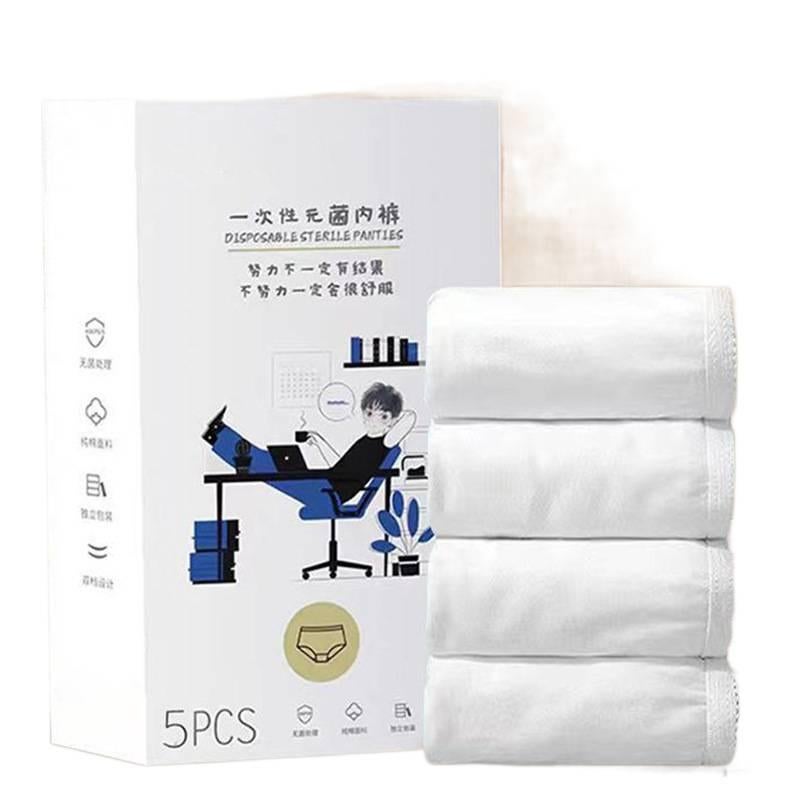 7 Pack Disposable Underwear Men High Waist Hotel Sterile Travel Cotton Size 3XL for Desk Setup - Image 1