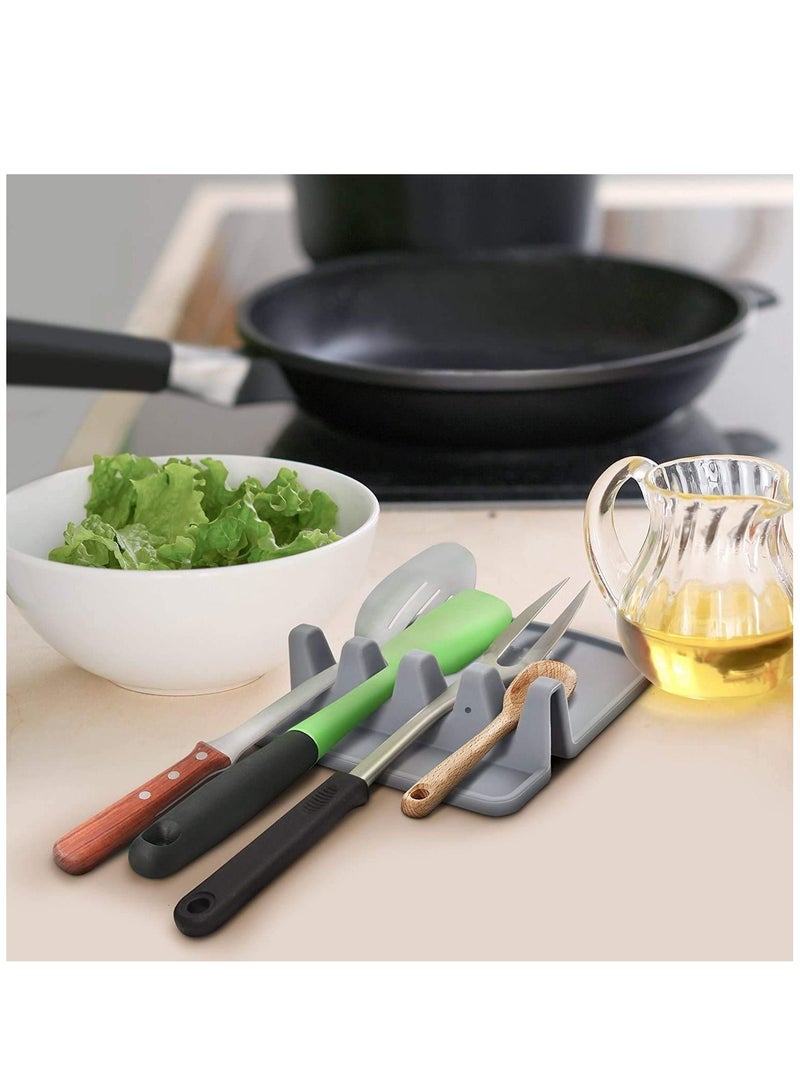 KASTWAVE 2 PCS Spoon Rest, Silicone Kitchen Utensil Rest Ladle Spoon Holder Utensils Holders for Kitchen Counter or Stove Top, Drip Catcher for Resting Cooking Spoons or Utensils - Image 5