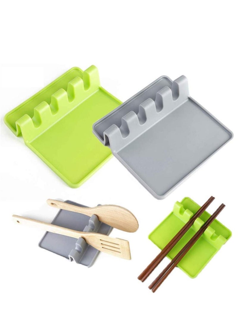KASTWAVE 2 PCS Spoon Rest, Silicone Kitchen Utensil Rest Ladle Spoon Holder Utensils Holders for Kitchen Counter or Stove Top, Drip Catcher for Resting Cooking Spoons or Utensils - Image 1
