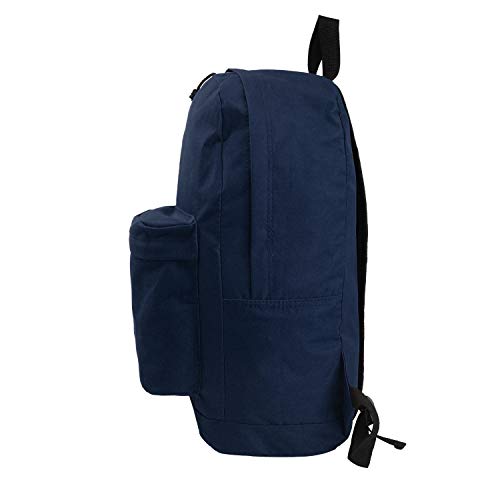K-Cliffs Basic Backpack Classic Simple School Book Bag Student Daily Daypack 18 Inch Navy 18"x13"x16" - Image 3