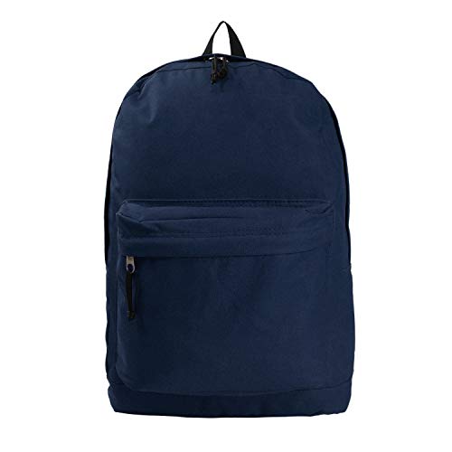 K-Cliffs Basic Backpack Classic Simple School Book Bag Student Daily Daypack 18 Inch Navy 18"x13"x16" - Image 1