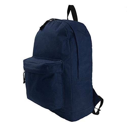 K-Cliffs Basic Backpack Classic Simple School Book Bag Student Daily Daypack 18 Inch Navy 18"x13"x16" - Image 2