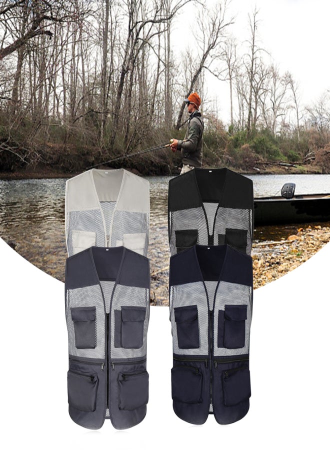 Fishing Vest Breathable Fishing Travel Mesh Vest with Zipper Pockets Summer Work Vest for Outdoor Activities - Image 2