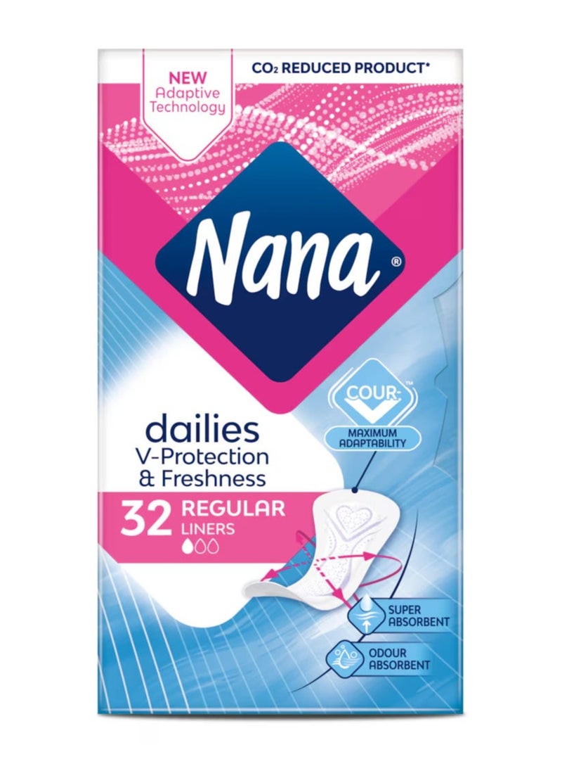 Nana V Protection & Freshness Regular Liners 32 Pieces Pack  - Image 1