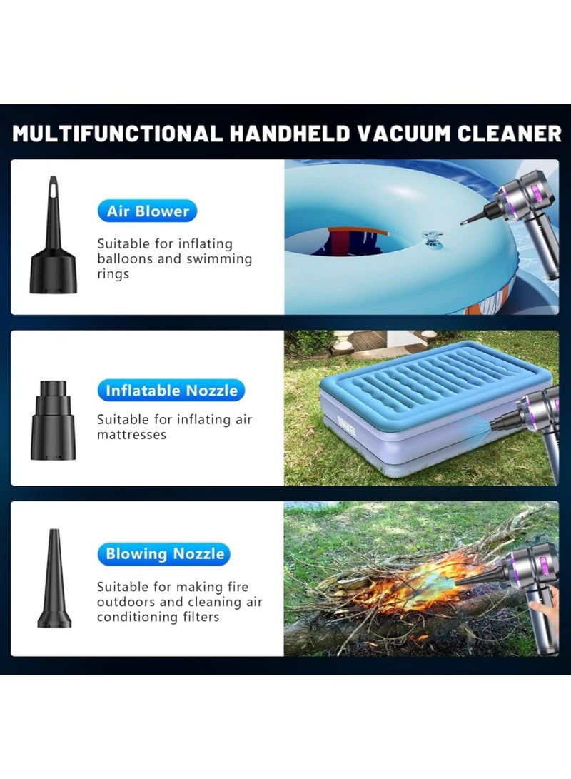 Changli Handheld Vacuum Cleaner, 16000Pa Car Vacuum Cleaner, 100W Portable Mini Cordless Vacuum Cleaner, Rechargeable USB Vacuum Cleaner, 3 Speeds, with Multiple Nozzles, for Car, Office, and Home - Image 4