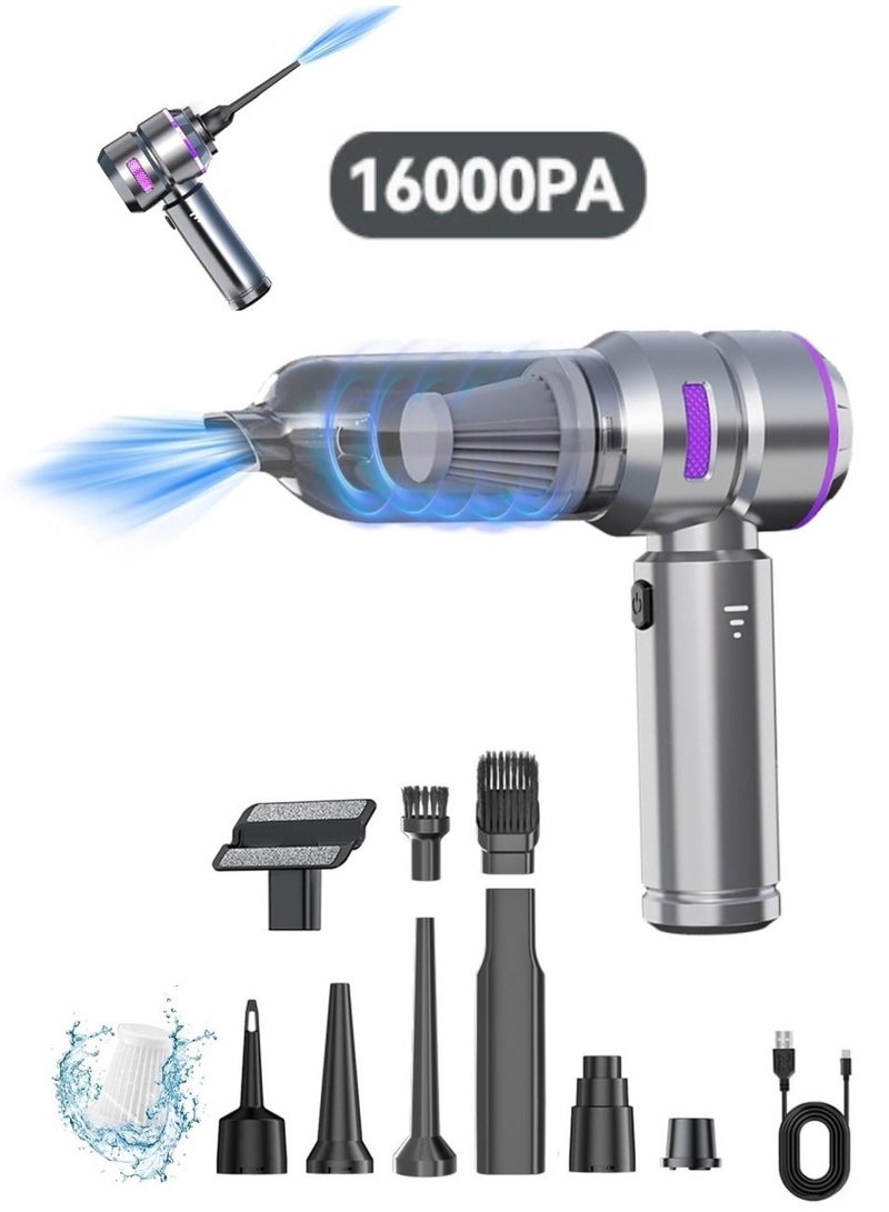 Changli Handheld Vacuum Cleaner, 16000Pa Car Vacuum Cleaner, 100W Portable Mini Cordless Vacuum Cleaner, Rechargeable USB Vacuum Cleaner, 3 Speeds, with Multiple Nozzles, for Car, Office, and Home - Image 1