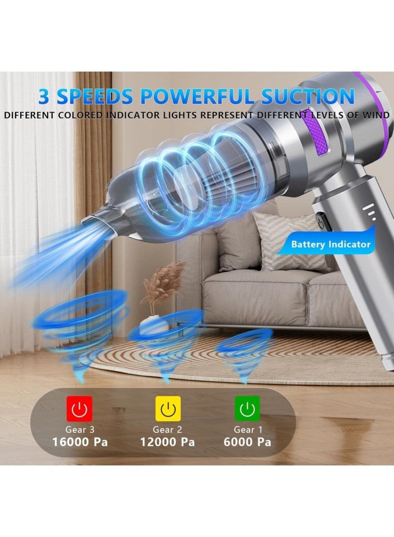 SUITU Handheld Vacuum Cleaner, 16000Pa Car Vacuum Cleaner, 100W Portable Mini Cordless Vacuum Cleaner, Rechargeable USB Vacuum Cleaner, 3 Speeds, with Multiple Nozzles, for Car, Office, and Home - Image 5