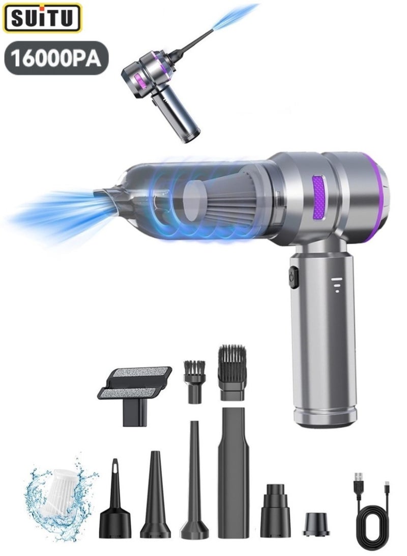 SUITU Handheld Vacuum Cleaner, 16000Pa Car Vacuum Cleaner, 100W Portable Mini Cordless Vacuum Cleaner, Rechargeable USB Vacuum Cleaner, 3 Speeds, with Multiple Nozzles, for Car, Office, and Home - Image 1