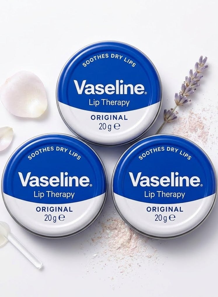 [100% Original] 3-Piece Vaseline Lip Balm Set, Pure Original