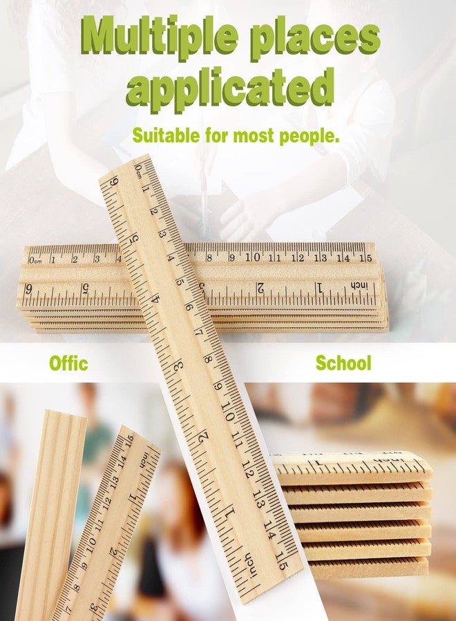 ZZTX 3 Pack Wooden Ruler 6 Inch Rulers Bulk Wood Measuring Ruler for Students Office School Supplies 2 Scale (15 cm) - Image 3