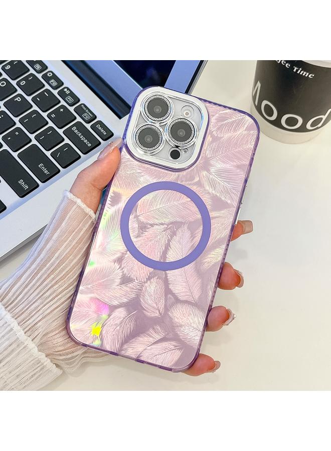 S-TOP Case For iPhone 16 Pro Max Plating Texture MagSafe TPU Phone Case with Glitter Lens Film - Image 1
