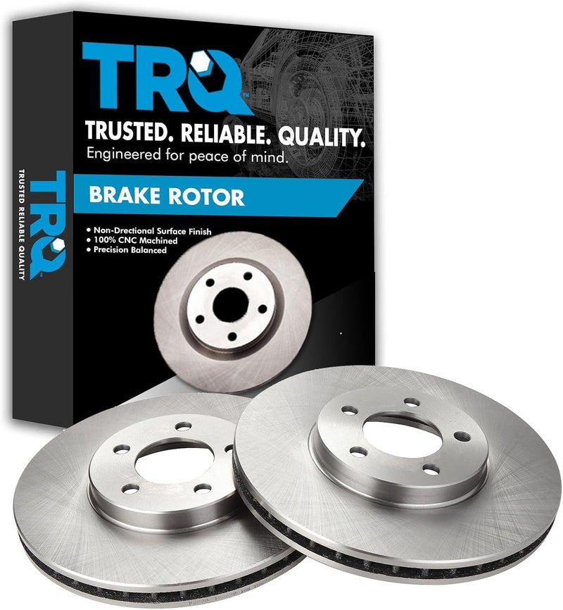 TRQ Front Brake Rotors Set Vented Compatible with 1996-2007 Ford Taurus 1996-1997 Thunderbird 1995-2002 Lincoln Continental 1993-1998 Mark VIII Mercury Cougar 2001-2005 Sable - Image 1