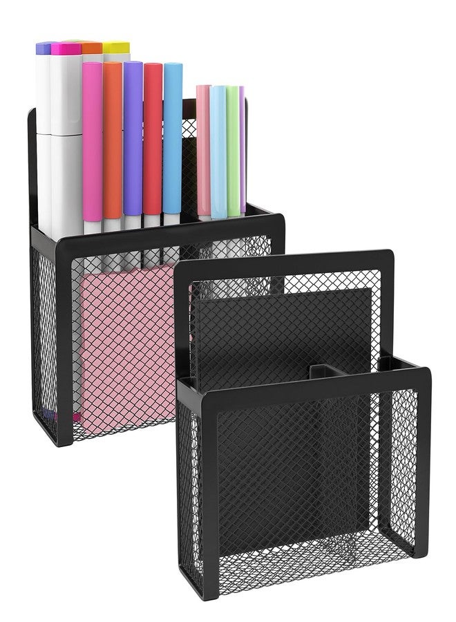 MoKo Magnetic Pen Holder for Whiteboard, 2-Pack Mesh Magnetic Dry Erase Marker Holder for Refrigerator Storage Pencil Holders Locker Accessories to School, Office, Home - Black - Image 1