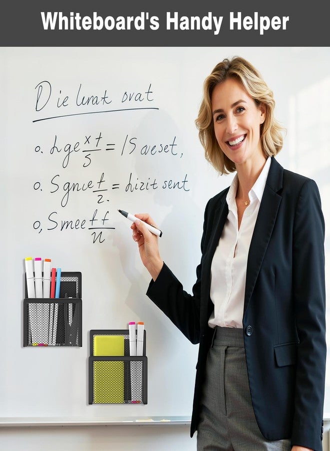 MoKo Magnetic Pen Holder for Whiteboard, 2-Pack Mesh Magnetic Dry Erase Marker Holder for Refrigerator Storage Pencil Holders Locker Accessories to School, Office, Home - Black - Image 5