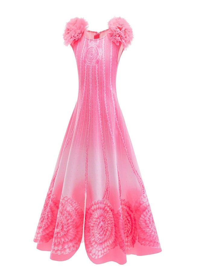 Uivic Good Witch Glinda Costume for Girls Glinda Nightgown Pink Pajamas Dress Flower Robe Outfits with Accessories (US, Age, 7 Years, 8 Years, Pink) - Image 2