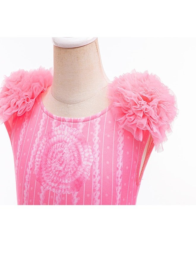 Uivic Good Witch Glinda Costume for Girls Glinda Nightgown Pink Pajamas Dress Flower Robe Outfits with Accessories (US, Age, 7 Years, 8 Years, Pink) - Image 4