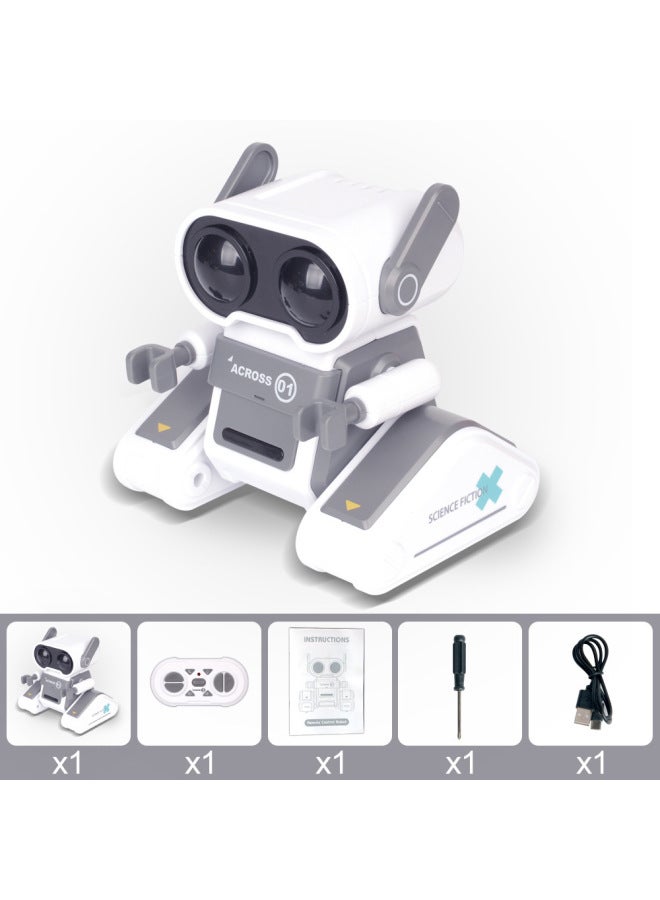 Cross Border 2.4g Mini Robot Smart Remote Control Robot Tray Headset Music Boy Girl Toy-Color:Off-white  - Image 1