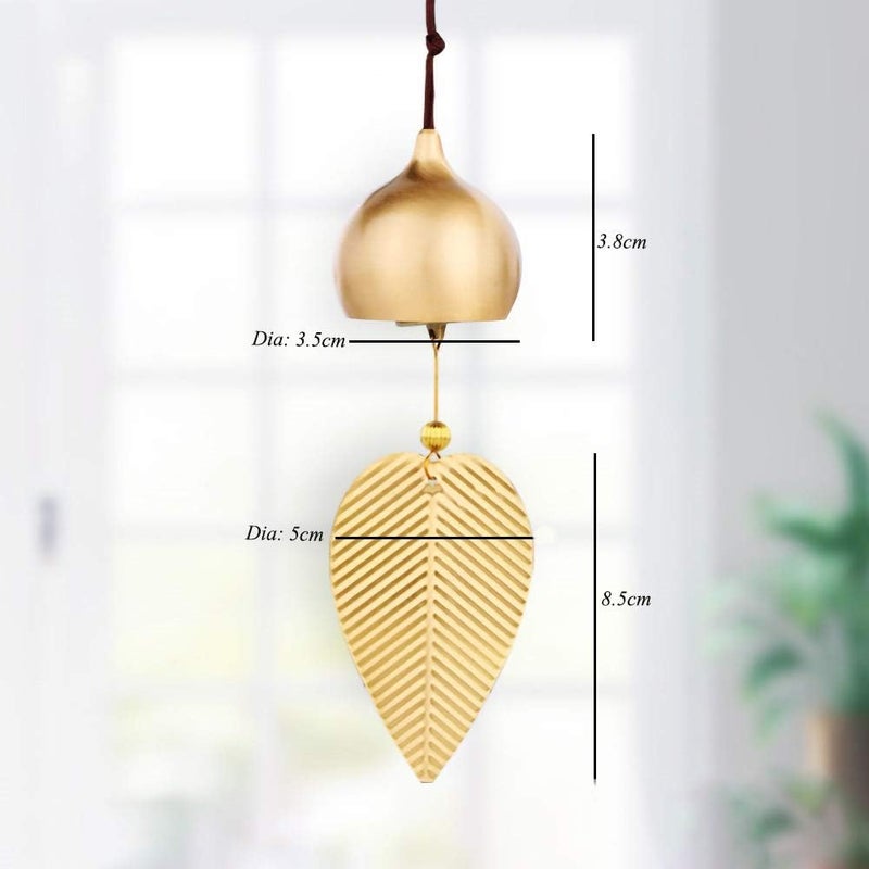 Golden Leaf Hanging Bell Lots of Lucky Wind Bell Home Door and Window Decoration Feng Shui Lucky Peace Hanging Golden - Image 5