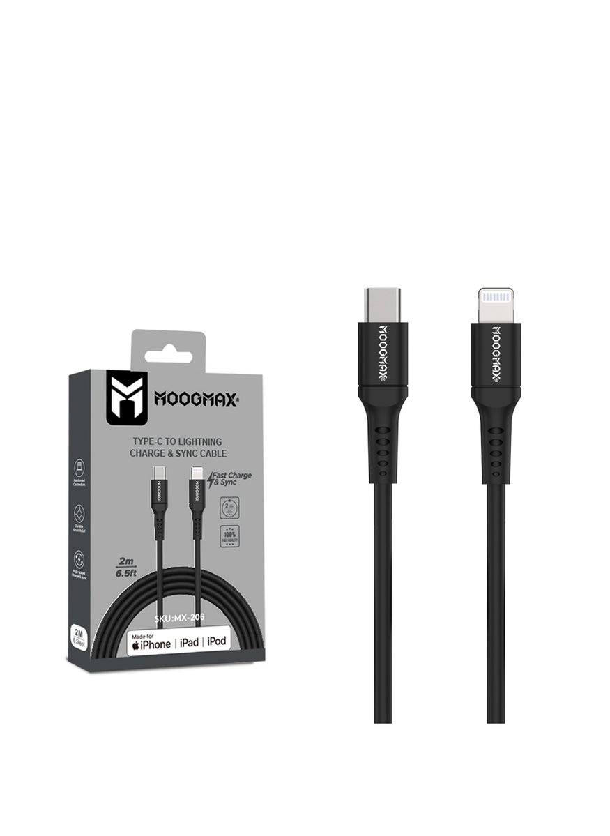 MOOGMAX MX-206 2m Type Charing Cable, Black  - Image 2